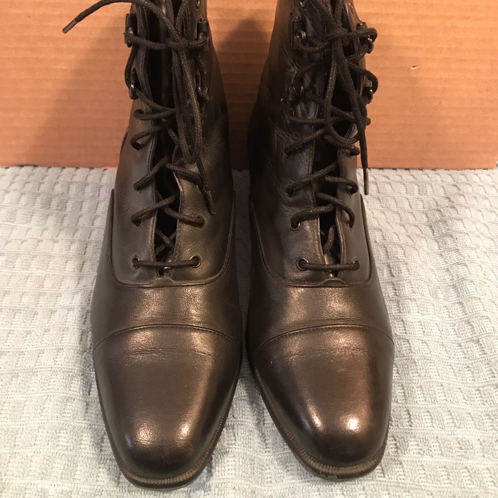Black leather ankle boots